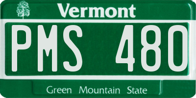 VT license plate PMS480