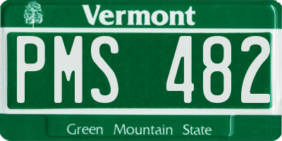 VT license plate PMS482