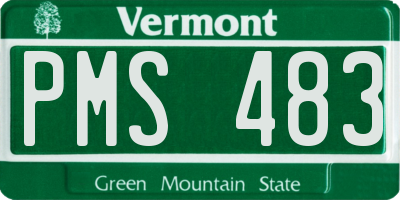 VT license plate PMS483