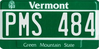 VT license plate PMS484