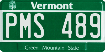 VT license plate PMS489