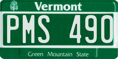 VT license plate PMS490