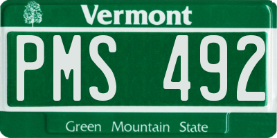 VT license plate PMS492