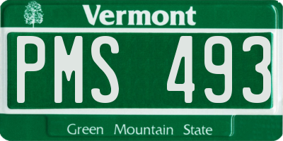 VT license plate PMS493