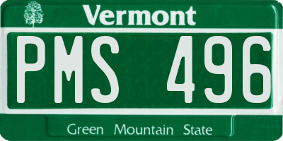 VT license plate PMS496