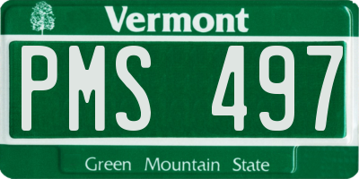 VT license plate PMS497