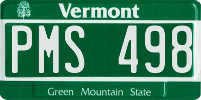 VT license plate PMS498