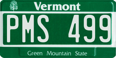 VT license plate PMS499