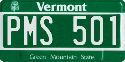 VT license plate PMS501