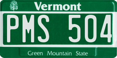 VT license plate PMS504