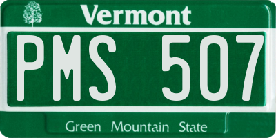 VT license plate PMS507