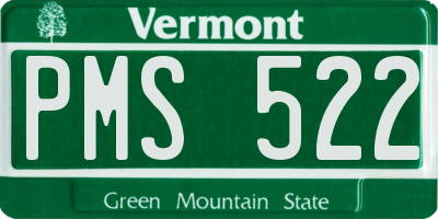 VT license plate PMS522