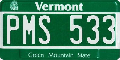 VT license plate PMS533