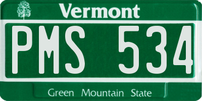 VT license plate PMS534