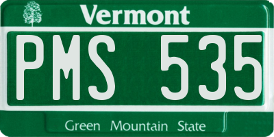 VT license plate PMS535