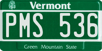 VT license plate PMS536