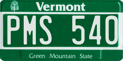 VT license plate PMS540