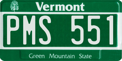 VT license plate PMS551