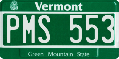 VT license plate PMS553