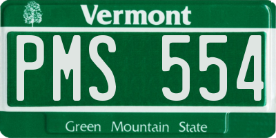 VT license plate PMS554