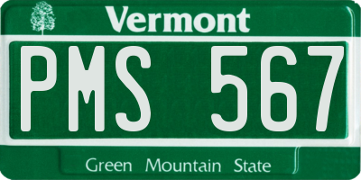 VT license plate PMS567