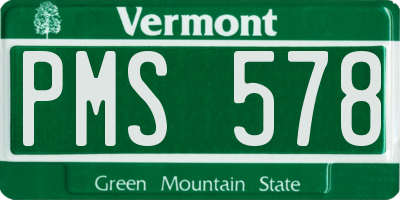 VT license plate PMS578