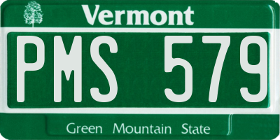VT license plate PMS579