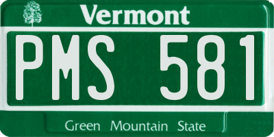 VT license plate PMS581