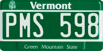 VT license plate PMS598