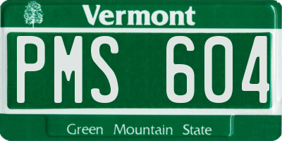 VT license plate PMS604