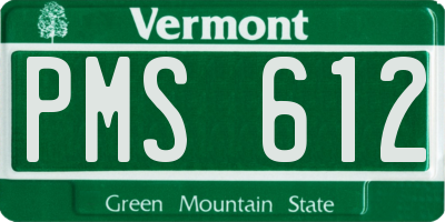 VT license plate PMS612