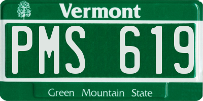 VT license plate PMS619