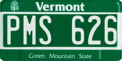 VT license plate PMS626