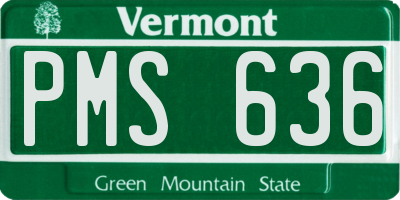 VT license plate PMS636