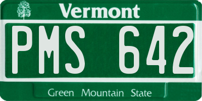 VT license plate PMS642