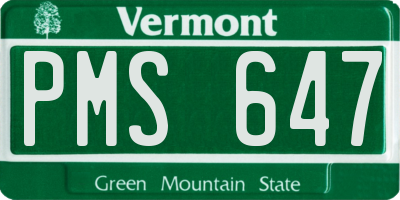 VT license plate PMS647