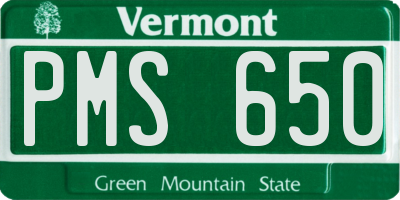 VT license plate PMS650