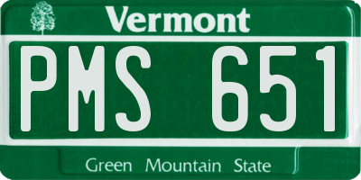 VT license plate PMS651