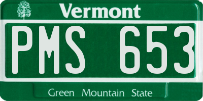 VT license plate PMS653