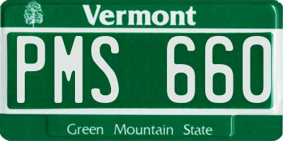 VT license plate PMS660