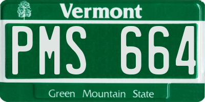 VT license plate PMS664