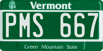 VT license plate PMS667