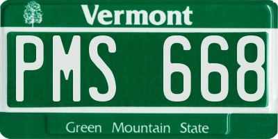 VT license plate PMS668