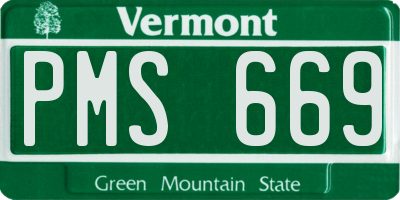 VT license plate PMS669