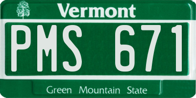 VT license plate PMS671