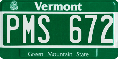 VT license plate PMS672