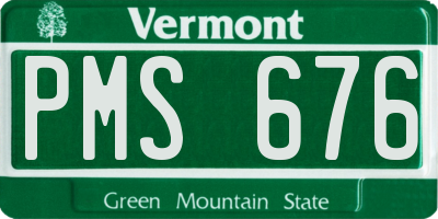 VT license plate PMS676