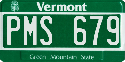 VT license plate PMS679