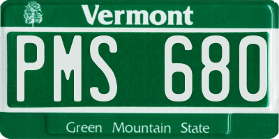 VT license plate PMS680
