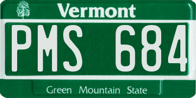 VT license plate PMS684